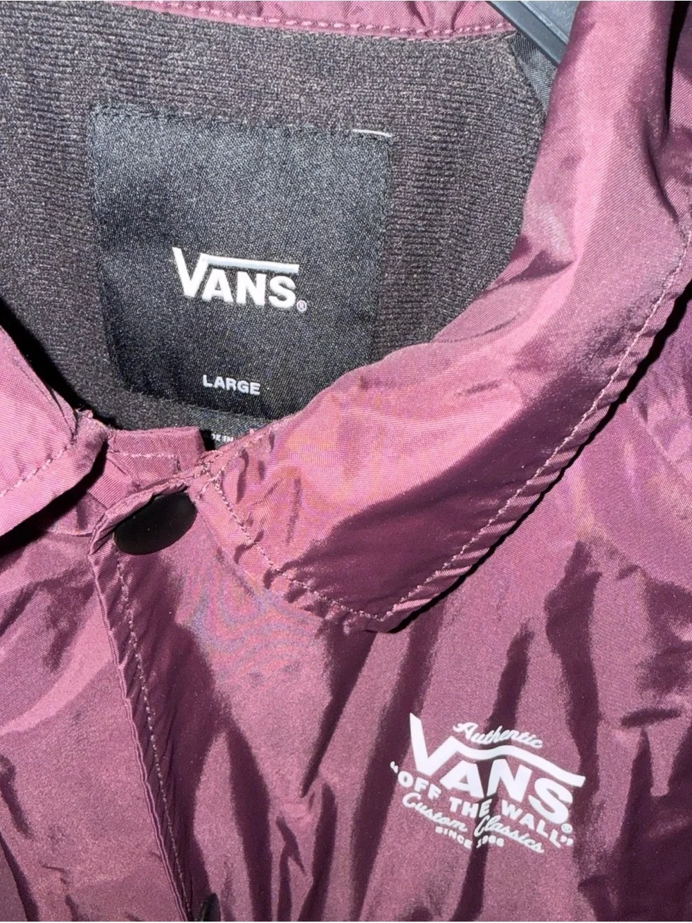 Vans Off The Wall Windbreaker Jacket kids Medium Burgundy Nylon Streetwear